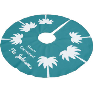 Personalised tropical Christmas palm trees Holiday Brushed Polyester Tree Skirt
