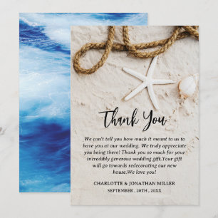Personalised Tropical Coastal Beach Wedding Thank You Card