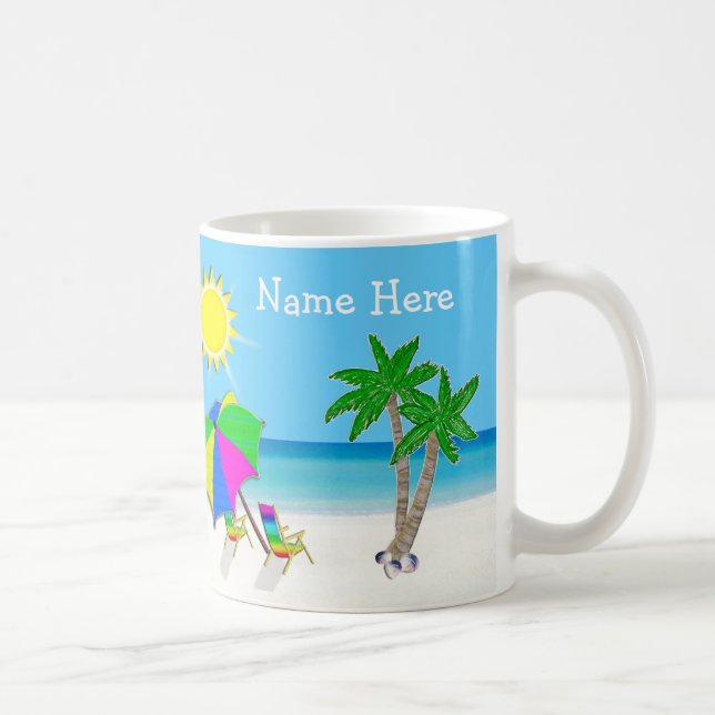 Personalised Tropical Coffee Mugs, 2 Text Boxes Coffee Mug (Right)