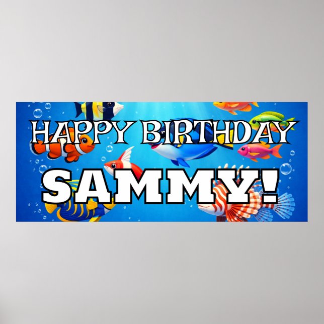 Personalised tropical fish HAPPY BIRTHDAY  Poster (Front)