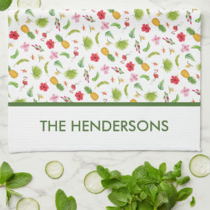 Personalised Tropical Flamingo Tea Towel, Towel