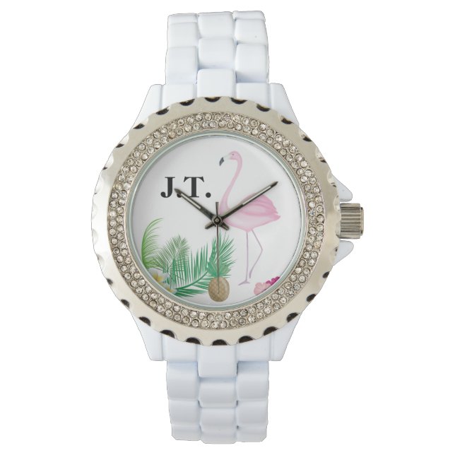 Personalised Tropical Flamingo Watch (Front)