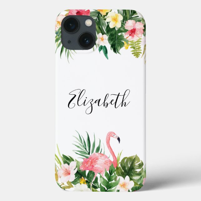 Personalised Tropical Floral Flamingo Tough Case-Mate iPhone Case (Back)