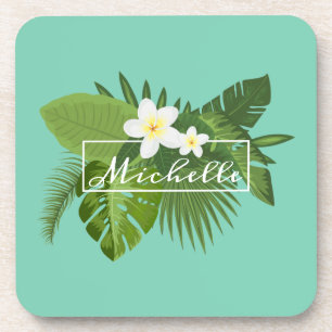 Personalised Tropical Floral Frame   Coaster