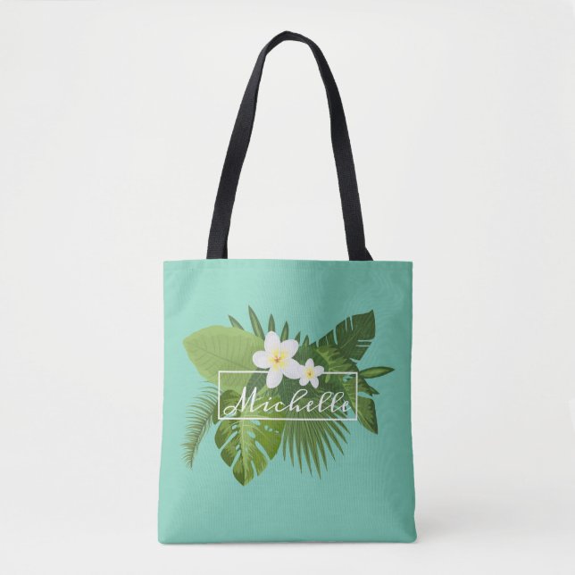 Personalised Tropical Floral Frame | Tote Bag (Front)