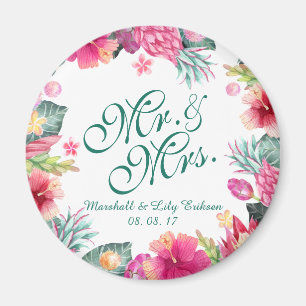 Personalised Tropical Floral Wedding   Magnet