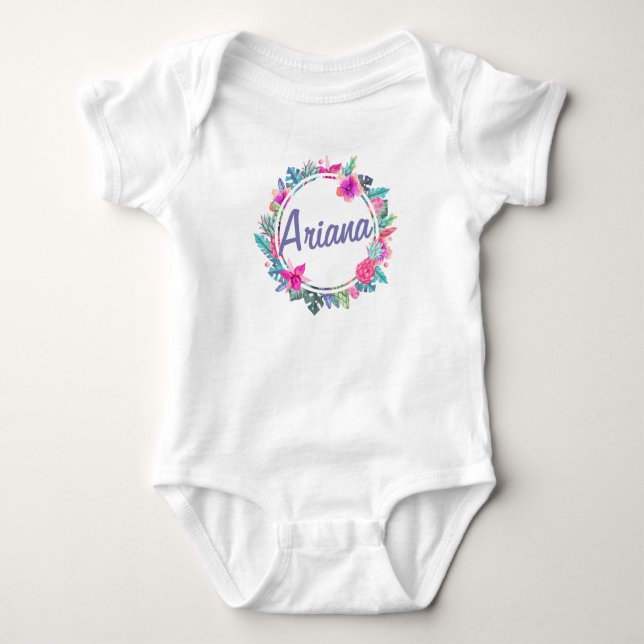 Personalised Tropical Floral Wreath | Bodysuit (Front)