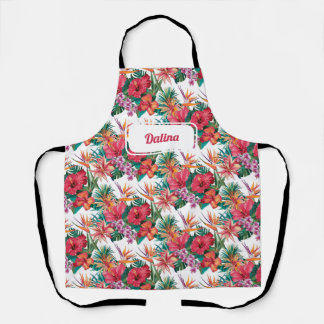 Personalised Tropical Flowers Apron