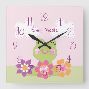 Personalised Tropical Frog Nursery Clock
