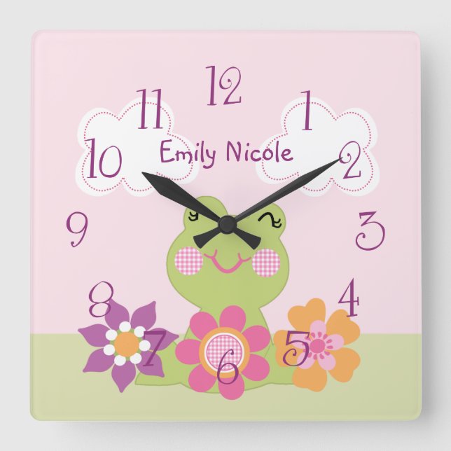 Personalised Tropical Frog Nursery Clock (Front)
