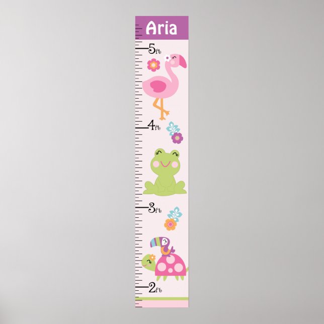 Personalised Tropical Garden Animals Growth Chart (Front)