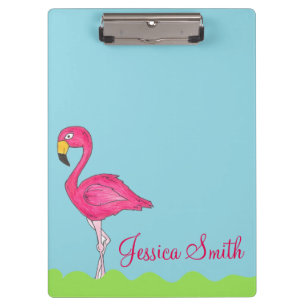 Personalised Tropical Island Pink Flamingo Bird Clipboard