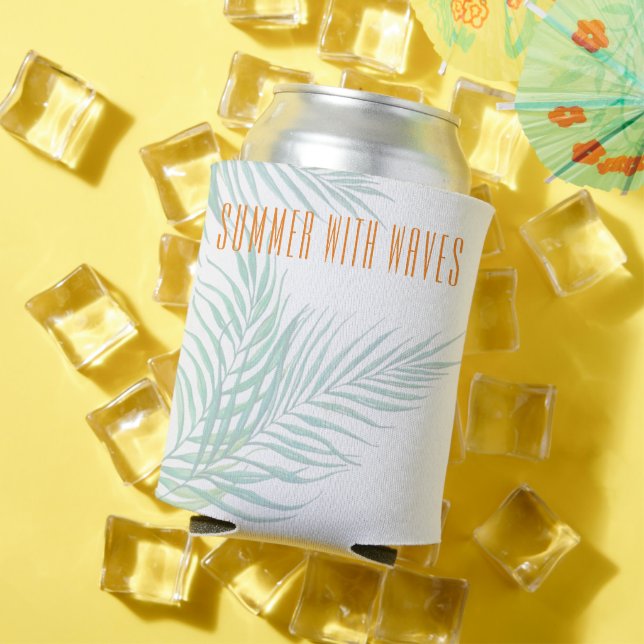 Personalised tropical leaves Foam Can Cooler (In Situ Summer)