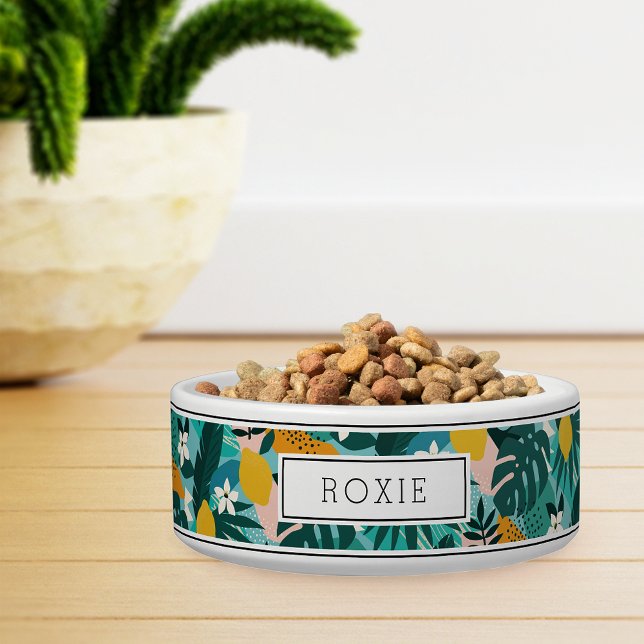 Personalised Tropical Lemon Blossom Pattern Pet Bowl (Creator Uploaded)