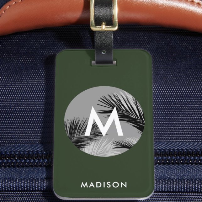 Personalised Tropical Monogram | Hunter Green Luggage Tag ("Everyday is abundantly beautiful." 
Sincerely Best Wishes from Lucky Design World)
