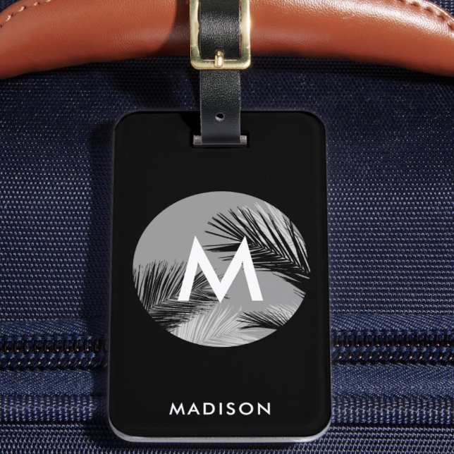Personalised Tropical Monogram Modern Custom Luggage Tag ("Everyday is abundantly beautiful." 
Sincerely Best Wishes from Lucky Design World)