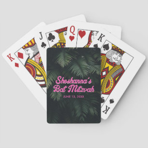 Personalised Tropical Neon Bat Mitzvah Favour Playing Cards