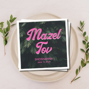 Personalised Tropical Neon Bat Mitzvah Napkins