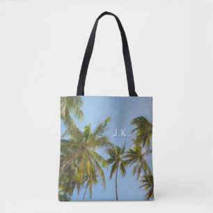 Personalised Tropical Palm (Initials & Custom Tex) Tote Bag