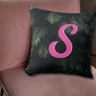 Personalised Tropical Palm Pink Neon Throw Pillow