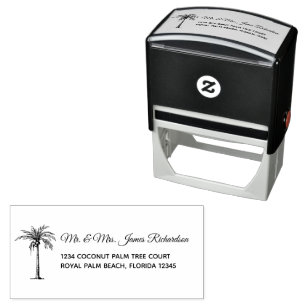 Personalised Tropical Palm Tree Modern Script Self-inking Stamp