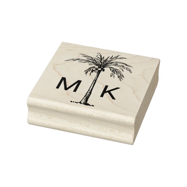 Personalised Tropical Palm Tree Monogram Rubber Stamp (Stamp)