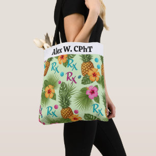 Personalised Tropical Pineapple & RX Pharmacy Tote Bag