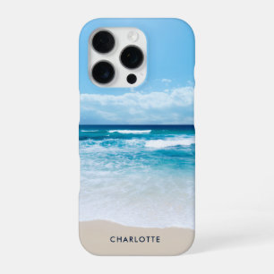 Personalised Tropical Sand Beach Modern iPhone 16 Pro Case