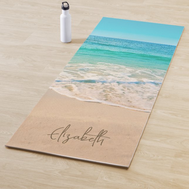 Personalised Tropical Sand Beach  Yoga Mat (In Situ)