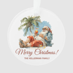 Personalised Tropical Santa Christmas Ornament