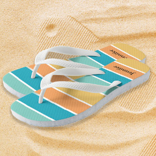 Personalised Tropical Stripes Monogram Thongs