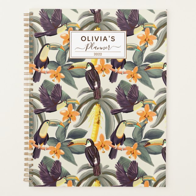 Personalised Tropical Toucan Pattern 2022 Planner (Front)