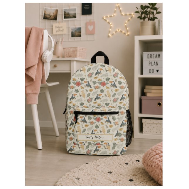 Personalised Tropical Toucan Pattern Backpack (Creator Uploaded)
