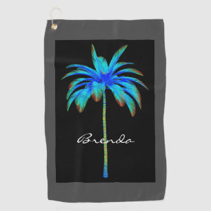 Personalised Tropical Turquoise Palm Tree Golf Towel