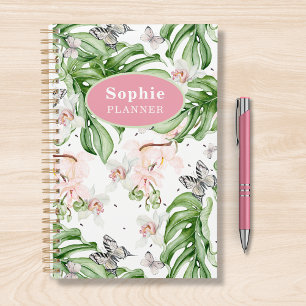 Personalised Tropical Watercolor Floral Girly Planner