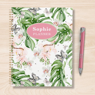 Personalised Tropical Watercolor Floral Girly Planner