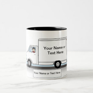 Personalised Truck Driver, Delivery - Male Cartoon Two-Tone Coffee Mug