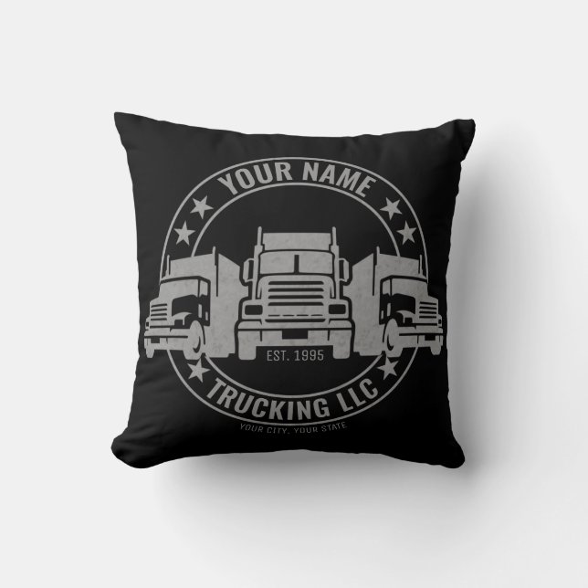 Personalised Trucker Big Rig Semi Truck Trucking Cushion (Front)