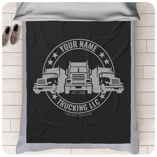 Personalised Trucker Big Rig Semi Truck Trucking  Fleece Blanket (Creator Uploaded)