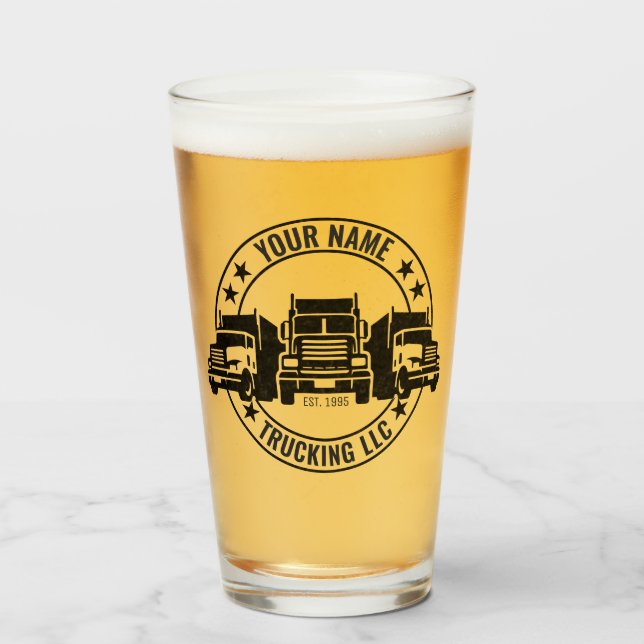 Personalised Trucker Big Rig Semi Truck Trucking  Glass (Front Filled)