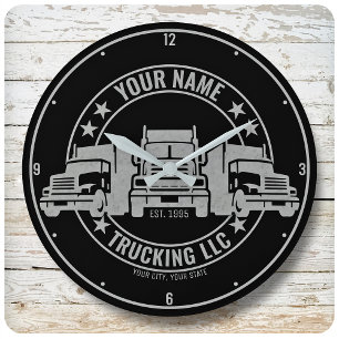 Personalised Trucker Big Rig Semi Truck Trucking Large Clock