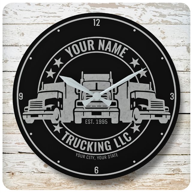 Personalised Trucker Big Rig Semi Truck Trucking Large Clock (Creator Uploaded)