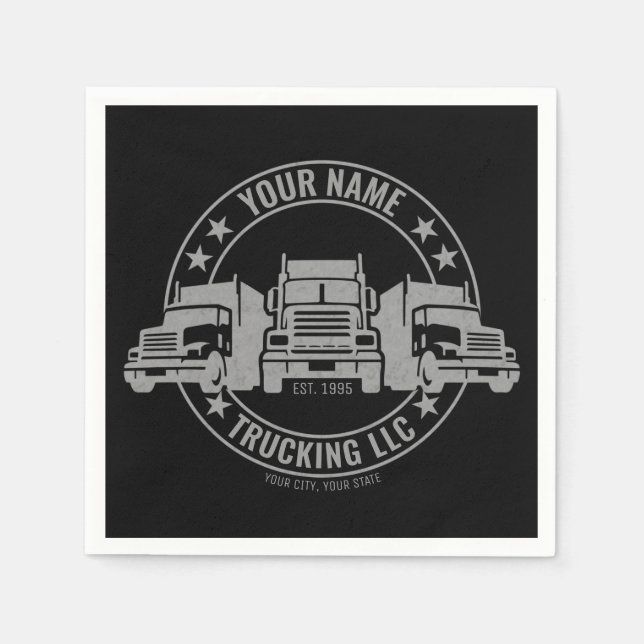 Personalised Trucker Big Rig Semi Truck Trucking  Napkin (Front)