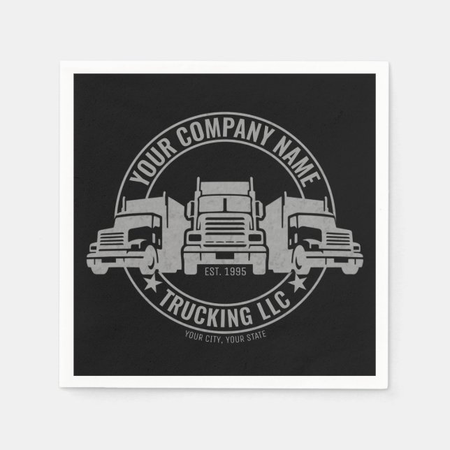 Personalised Trucker Big Rig Semi Truck Trucking   Napkin (Front)