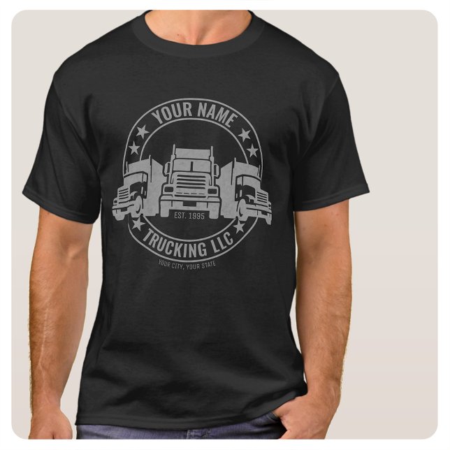 Personalised Trucker Big Rig Semi Truck Trucking T-Shirt (Creator Uploaded)