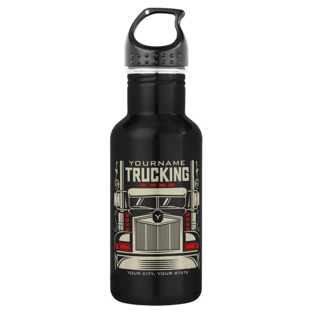 Personalised Trucking 18 Wheeler BIG RIG Trucker 532 Ml Water Bottle (Front)