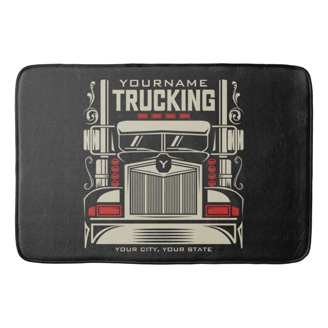 Personalised Trucking 18 Wheeler BIG RIG Trucker Bath Mat (Front)