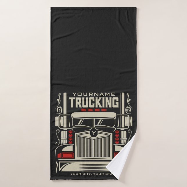 Personalised Trucking 18 Wheeler BIG RIG Trucker  Bath Towel Set (Bath Towel)