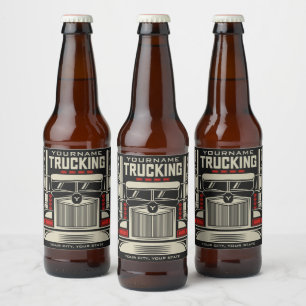 Personalised Trucking 18 Wheeler BIG RIG Trucker Beer Bottle Label