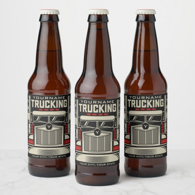 Personalised Trucking 18 Wheeler BIG RIG Trucker Beer Bottle Label (Bottles)